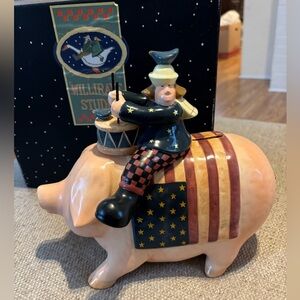Williraye Studio WW1328 Ceramic Americana Piggy Bank